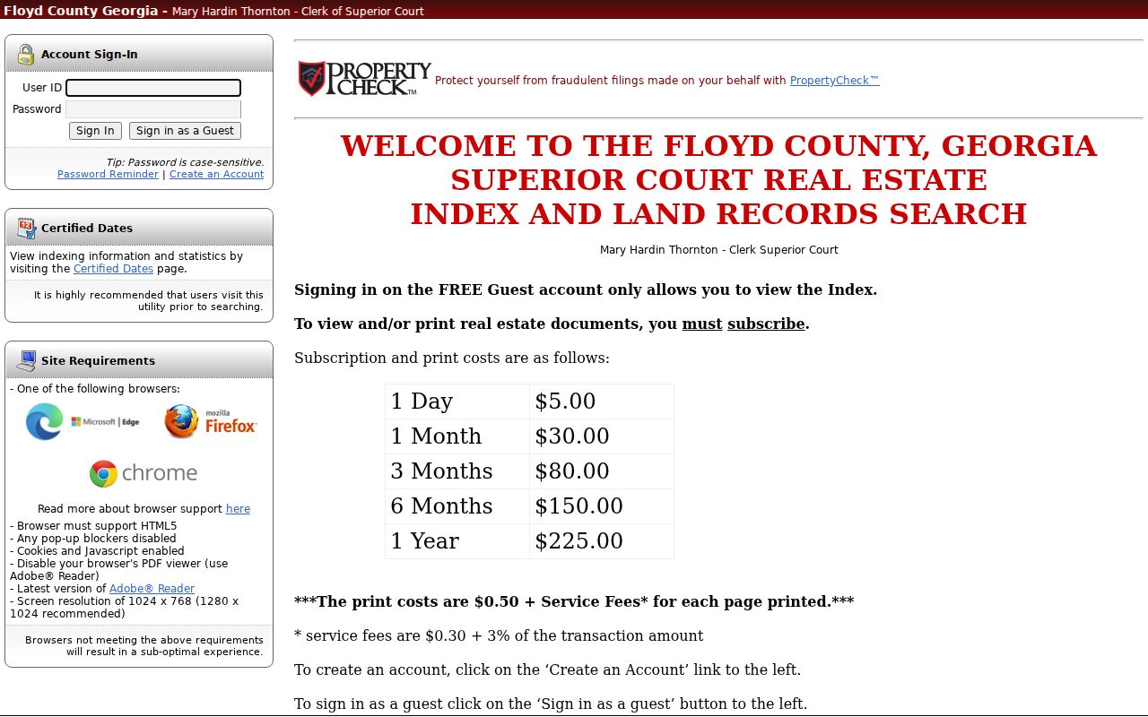 Floyd County deed index for the Rome residents directory