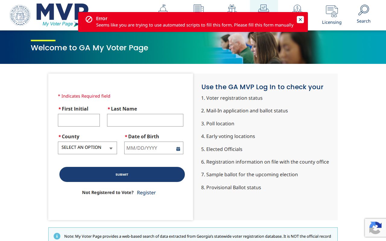 Georgia My Voter Page for the Rome residents directory