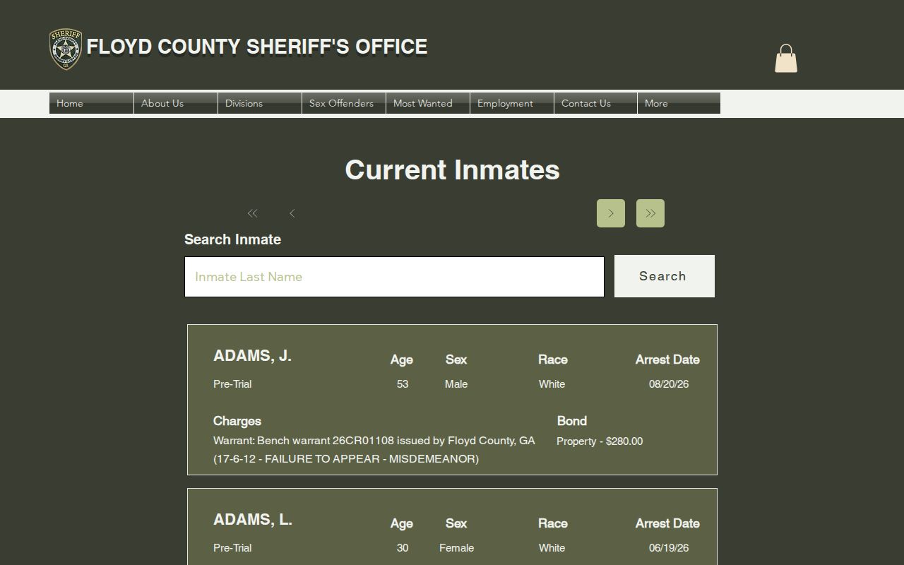 Floyd current inmate source for lawful Rome neighbors research
