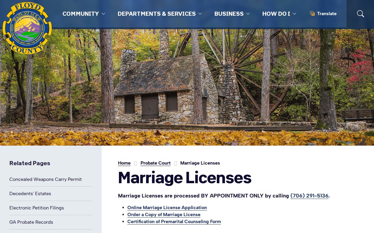 Floyd marriage license page used for a Rome resident lookup