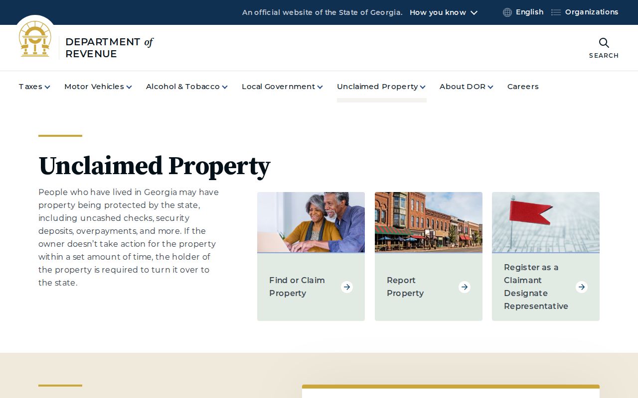 Georgia unclaimed property program for a Rome resident lookup