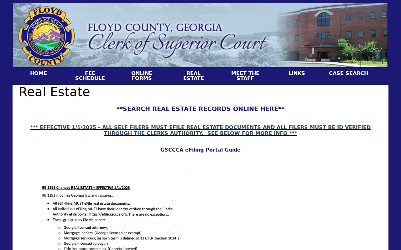 Rome street directory Floyd Clerk deed access