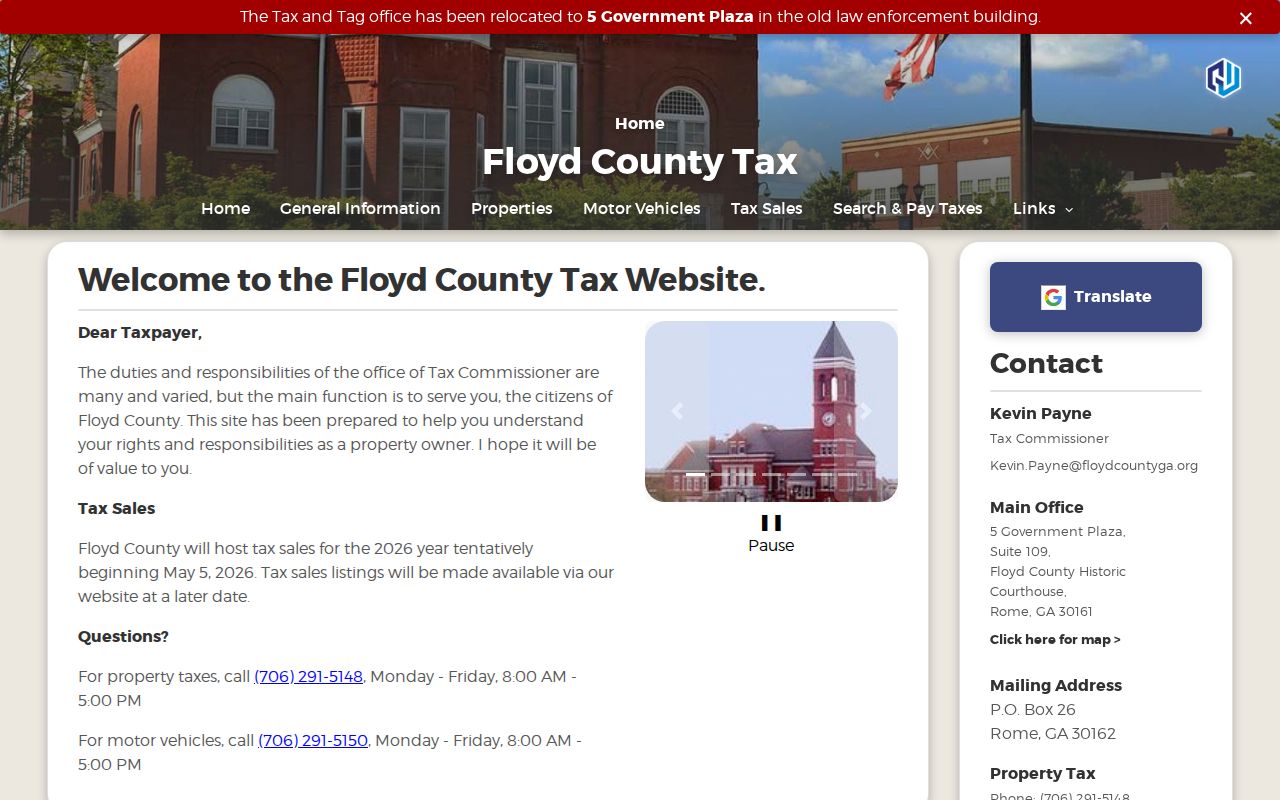 Rome street directory Floyd County tax portal