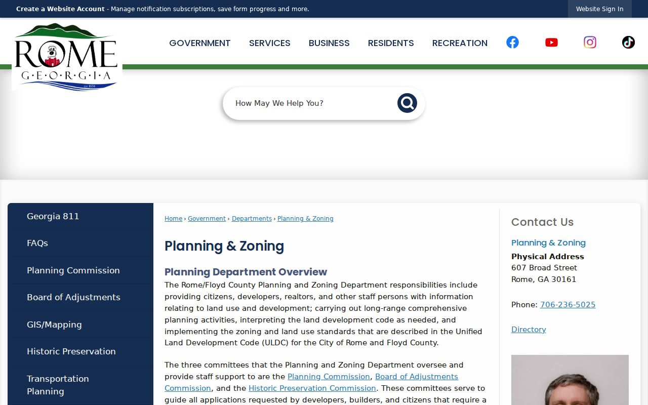 Rome planning and zoning page used with ZIP and annexation research